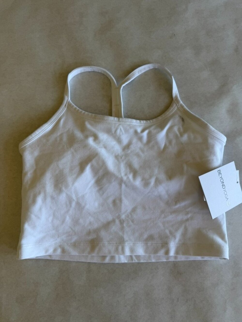 Beyond Yoga Spacedye Slim Racerback Cropped Tank White Sz M NWT